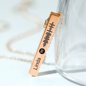 Personalized Custom Music Scan Song Spotify Code Necklace Flexible Square Shaped Bar Necklace Engraved Name Pendant Jewelry Gift