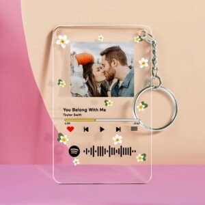 Custom Photo I am In Love Flowers Decorated Scannable Spotify Code Music Plaque Night Light