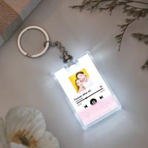 Custom Photo Scannable Spotify Code Illuminated Quicksand Keychain Gift