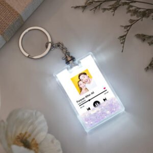 Custom Photo Scannable Spotify Code Illuminated Quicksand Keychain Gift