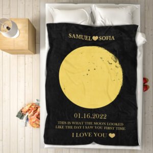 Custom Moon Phase Blanket Personalized Names Gift for Her