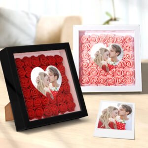 Custom Photo Flower Shadow Box Personalized Heart Flower Shadowbox Frame Gift