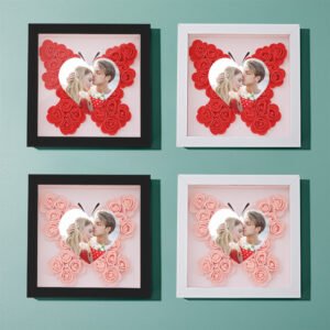 Custom Photo Flower Shadow Box Personalized Heart Flower Shadowbox Frame Gift