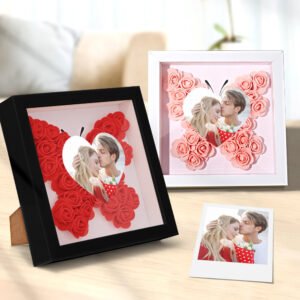 Custom Photo Flower Shadow Box Personalized Heart Flower Shadowbox Frame Gift