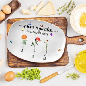 Personalized Birth Month Flowers Mom's Garden Platter Mom Floral Plate Gifts for Mom