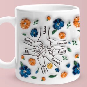 Hold My Hand Hold My Heart Family Personalized Custom 3D Inflated Effect Printed Mug - Perfect Mother's Day Gift For Mom and Grandma