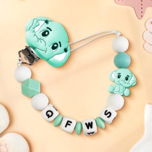 Custom Dummy Chain with Name Personalised Elephant Pacifier Clip for Boys Girls