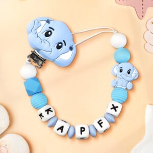 Custom Dummy Chain with Name Personalised Elephant Pacifier Clip for Boys Girls