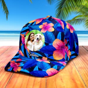 Personalized Photo and Name Hawaiian Style Baseball Cap Gifts for Women Men Unisex