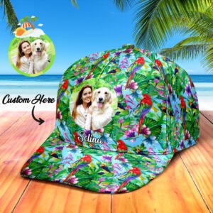 Personalized Photo and Name Hawaiian Style Baseball Cap Gifts for Women Men Unisex