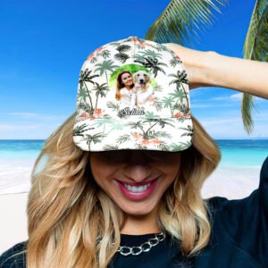 Personalized Photo and Name Hawaiian Style Baseball Cap Gifts for Women Men Unisex