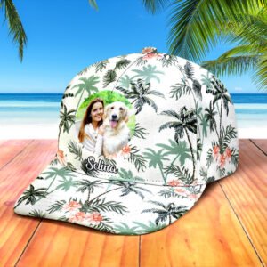 Personalized Photo and Name Hawaiian Style Baseball Cap Gifts for Women Men Unisex