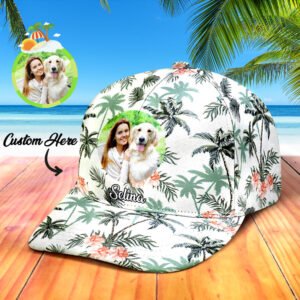 Personalized Photo and Name Hawaiian Style Baseball Cap Gifts for Women Men Unisex