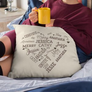 Custom Throw Pillow With Names Text Gifts for Her - Heart