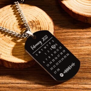 Personalized Engraved Spotify Photo Necklace With Personalized Calendar Perfect Anniversary Gifts For Lover