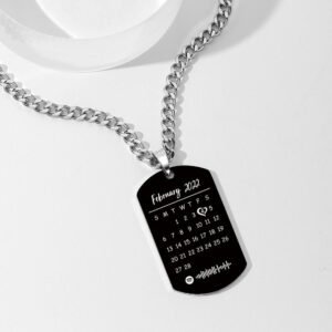 Personalized Engraved Spotify Photo Necklace With Personalized Calendar Perfect Anniversary Gifts For Lover