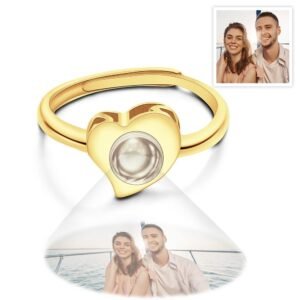 S925 Sterling Silver Heart-shaped Photo Projection Open Ring personalized Women's Jewelry Valentine's Day Gifts