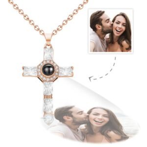 Custom Photo Projection Necklace Cross Commemorative Gifts