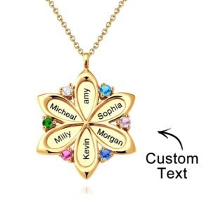 Personalized Name Flower Necklace Elegant Birthstone Pendant Necklace Jewelry Mother's Day Gifts