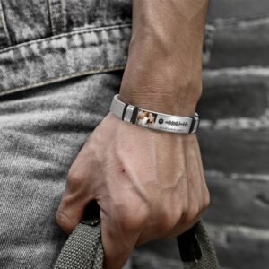 Gift for Him Photo Bracelet Spotify Code Bracelet Metal Bracelet Scannble Music Gift