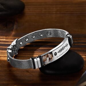 Gift for Him Photo Bracelet Spotify Code Bracelet Metal Bracelet Scannble Music Gift