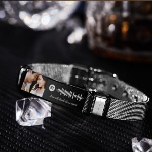 Gift for Him Photo Bracelet Spotify Code Bracelet Metal Bracelet Scannble Music Gift