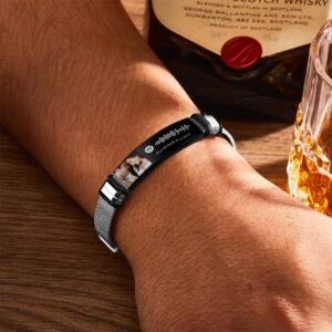 Gift for Him Photo Bracelet Spotify Code Bracelet Metal Bracelet Scannble Music Gift