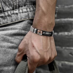 Gift for Him Photo Bracelet Spotify Code Bracelet Metal Bracelet Scannble Music Gift