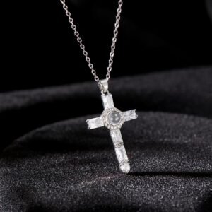 Custom Photo Projection Necklace Cross Commemorative Gifts