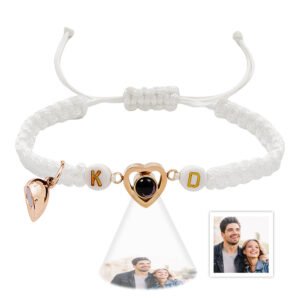 Personalized Braided Photo Projection Magnetic Bracelet Fishtail Rope Couple's Bracelet Gifts for Lover