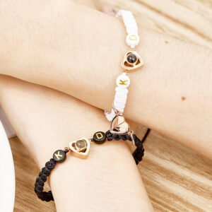 Personalized Braided Photo Projection Magnetic Bracelet Fishtail Rope Couple's Bracelet Gifts for Lover