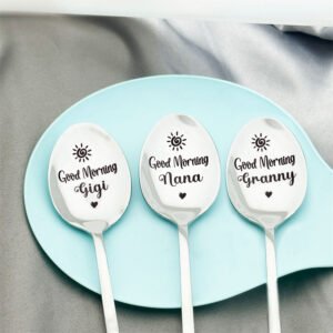 Good Morning Coffee Spoon Stainless Steel Spoon Gift for Nana Papa Mom