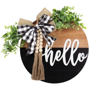 Welcome Sign for Front Door Wood Farmhouse Wreath Porch Decor Hanging Decoration Gifts