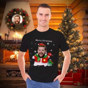 Custom Face T-shirt Personalised Photo T-shirt Gift For Women And Men Merry Christmas