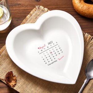 Custom Date Ceramic Plate Personalized Heart Shaped Dinner Plate