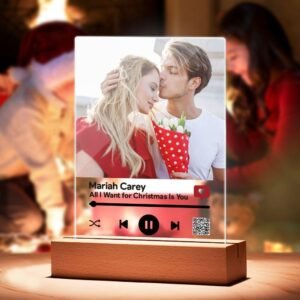 Custom Video Plaque Personalized Photo Desktop Decor Scannable QR Code Gift