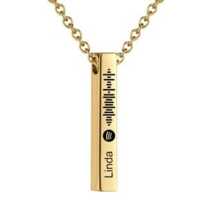 Personalized Custom Music Scan Song Spotify Code Necklace Flexible Square Shaped Bar Necklace Engraved Name Pendant Jewelry Gift