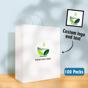 Custom 100PCS Printed Brown Kraft Paper Bags Shopping Merchandise Bags Party Bags Gift Bags